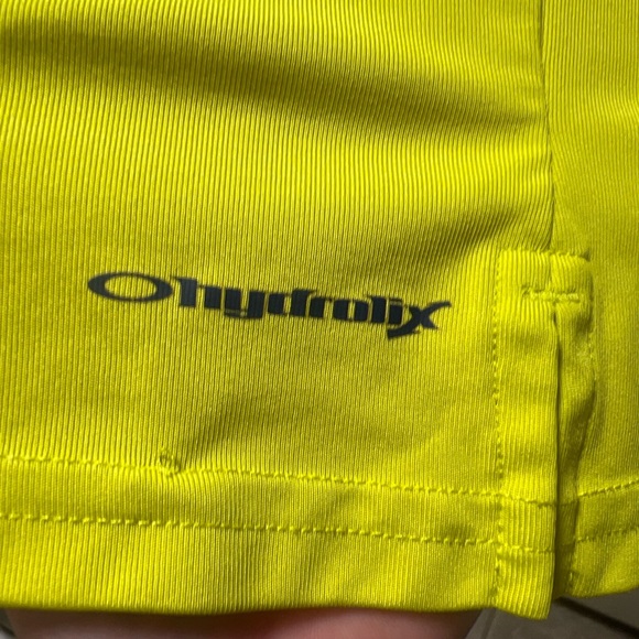 Oakley Polo Shirt Mens Medium Green Yellow Hydrolix Eyewear Golf Golfer Preppy - Picture 7 of 7